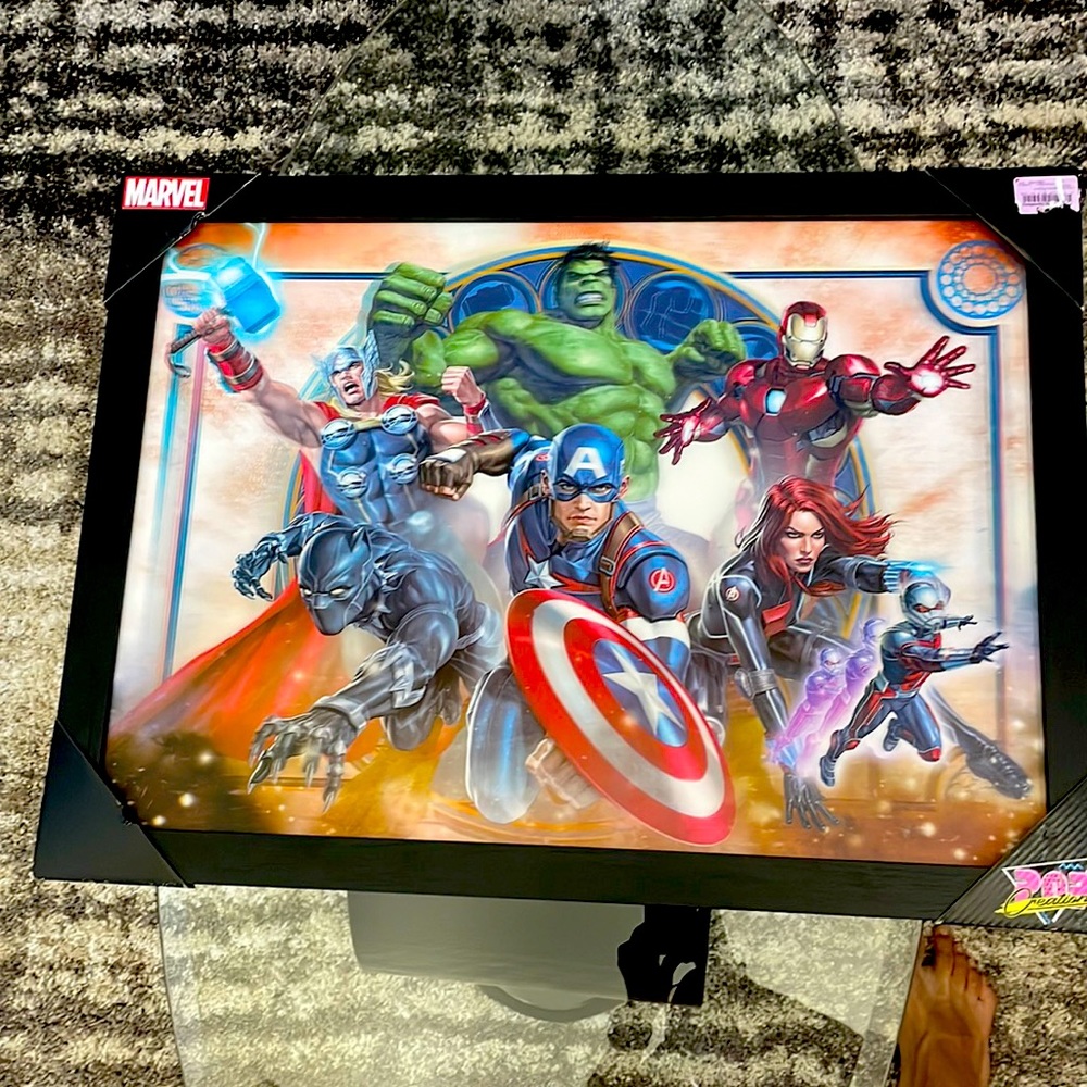 3D Avengers 31 in x 23 in Framed Picture